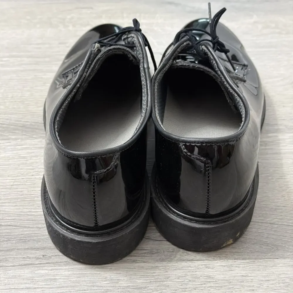 Men’s Bates High Gloss Shiny Black Uniform Oxford Dress Shoes - Size 10D